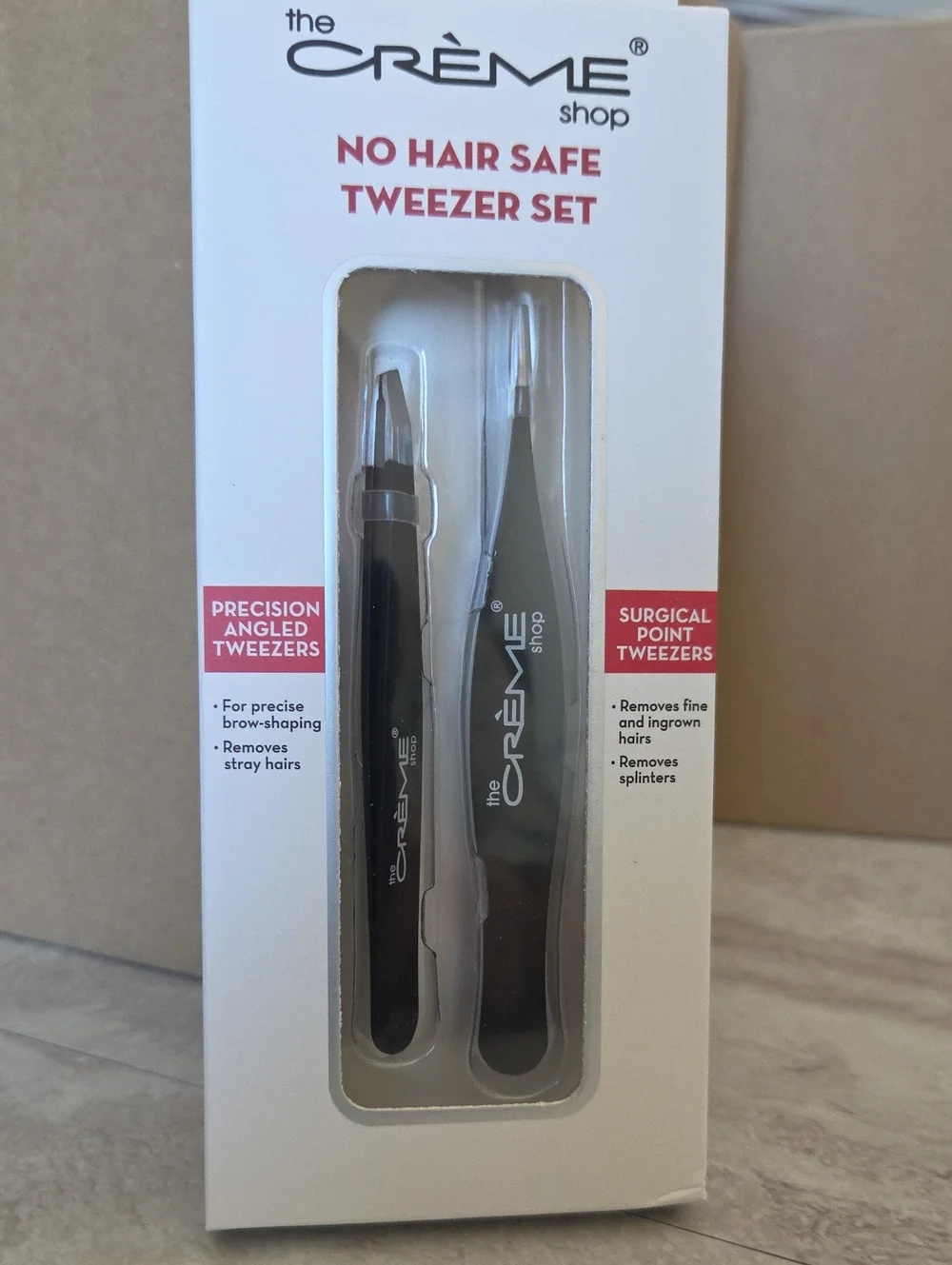 Creme Shop No Hair Safe Tweezer Set - Precision Angled & Surgical Point